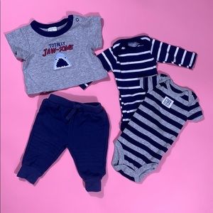 LOT of Boys 0-3 month onesies, joggers & tee. 4pc